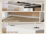 L-Shaped Corner Desk, Computer Desk with Keyboard Tray and Open Shelves, White Wood Effect T3398P552641