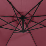 Cantilever Garden Parasol with LED Lights Bordeaux Red 350 cm 313782