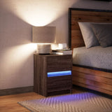 ZNTS Bedside Cabinet with LED Lights Brown Oak Engineered Wood 852045