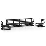 6 Piece Garden Lounge Set Black Solid Pinewood 3075403