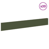 Lawn Edging 20 pcs 100 x 15 cm Steel Olive Green 8008822