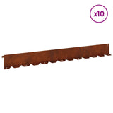 Lawn Edging 10 pcs 102 x 10 x 4 cm Steel Rusty 8008760