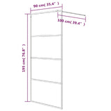 Walk-in Shower Wall White 90x195 cm Clear ESG Glass 152141