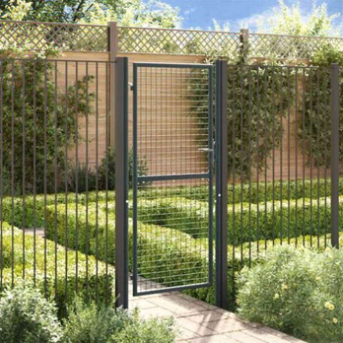 Mesh Garden Gate Galvanised Steel 100x200 cm Grey 145775