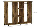Open Wardrobe Double Mobile Storage Shelves Organizer W/6 Wheels-Rustic Brown T3398P328096