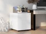 3-Drawer Vertical Filing Cabinet with Pencil Tray, Lock and 5 Wheels, Steel Mobile File Cabinet, for T3398P343092