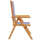 Reclining Garden Chairs 6 pcs Blue and White Fabric and Solid Wood 3214554