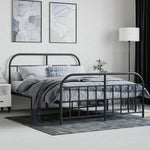 Metal Bed Frame without Mattress with Footboard Black 140x190cm 353653