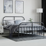 Metal Bed Frame without Mattress with Footboard Black 140x190cm 353653