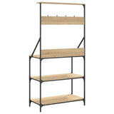 Baker's Rack with Hooks 4-Tier Sonoma Oak Engineered Wood 838959