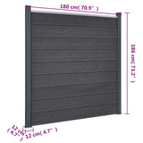 Fence Panel Set Grey 180x186 cm WPC 3211827