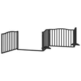 Dog Gate with Door Foldable 6 Panels Black 480 cm Poplar Wood 3155625