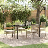 Garden Dining Set with Cushion 5 pcs Beige and Black Rattan 3380830