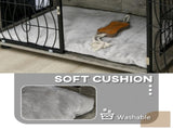 Indoor Dog Crate Furniture End Table w/ Plush Washable Cushion, Lockable Door, for Medium Dogs T3398P376380