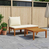 3 pcs Garden Lounge Set with Cushions Solid Acacia Wood & Rope 42022067