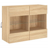TV Wall Cabinet with LED Lights Sonoma Oak 78.5x30x60.5 cm 837101