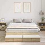 Storage Bed Frame with Drawer Sonoma Oak 140 cm Engineered Wood 3335695