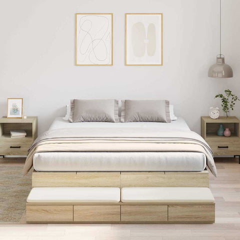 Storage Bed Frame with Drawer Sonoma Oak 236.5 x 160 x 31.5 cm 3335655