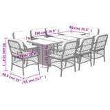 9 Piece Garden Dining Set with Cushions Grey Poly Rattan 3212069
