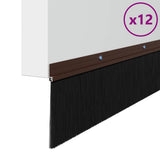 Screw-on Door Brush Seals 12 pcs Brown 100 cm Aluminium Alloy 42019449