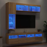 7 Piece TV Wall Cabinet Set with LED Lights Sonoma Oak 3216759