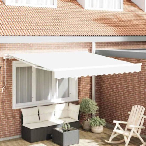 Retractable Awning Manual White 350 x 250 cm Fabric 3330357