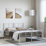 Metal Bed Frame without Mattress with Footboard White 135x190cm 372245