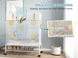 Bird Cage w/ Stand, Toys, Accessories, for Canaries, Finches, White T3398P349819