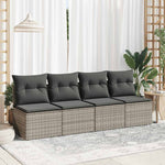 ZNTS 2 Piece Garden Sofa Set with Cushions Grey Poly Rattan Acacia 3325236