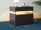 LED Nightstands Acrylic Board LED Bedside Tables for End Table with 3 Drawer Dresser for T3272P287616