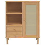 Highboard SENJA Rattan Look Brown 90x40x112 cm Solid Wood Pine 358055