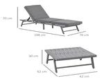 3 Pcs Garden Seating Set w/ Convertible Sofa Lounge Table Padded Cushions Outdoor Patio Furniture T3398P320032