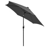 Garden Parasol with LED Lights and Aluminium Pole 300 cm Anthracite 47362