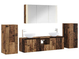 Bathroom Furniture Set 6 pcs Old Wood Engineered Wood and Glass 3407157