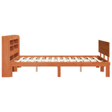 Bed Frame with Shelf 2 pcs Wax Brown Solid Pine Wood 3422762