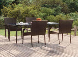 Garden Dining Set Brown PE Rattan Large Stackable 3156672