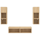 6 Piece TV Wall Units with LED Sonoma Oak Engineered Wood 3216617