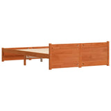 Bed Frame Wax Brown 205.5 x 165.5 x 51 cm Solid Pine Wood 870154