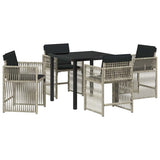 Garden Dining Set 5 pcs Light Grey Poly Rattan 3380789