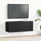 TV Cabinet 2 pcs Black Oak 80 x 30 x 30 cm Engineered Wood 862784