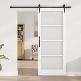 Sliding Door White 83 x 202 cm Solid Pine Wood and Glass 3332334