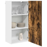 Hanging Cabinet with Door Smoked Oak and White 50 x 31 x 100 cm 884350