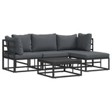 Garden Sofa Set with Cushion 5 pcs Black Aluminium 3378861