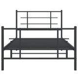 Metal Bed Frame without Mattress with Footboard Black 100x190cm 355573