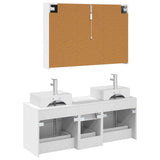 Bathroom Furniture Set 4 pcs White Engineered Wood and Glass 3406823