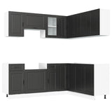 11 Piece Kitchen Cabinet Set "Porto" Black Engineered Wood 3314962