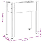 ZNTS Wheeled Planter with Liner Grey 71x37x80 cm Solid Wood Fir 3157825