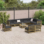 ZNTS 11 Piece Garden Sofa Set Impregnated Wood Pine 3299488