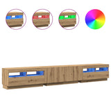 TV Cabinet with LED Lights Artisan Oak 260x35x40 cm Engineered Wood 3329168
