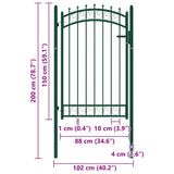 Fence Gate with Spikes Steel 100x150 cm Green 146375